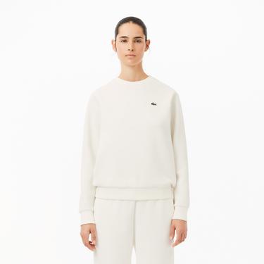  Kadın Regular Fit Bisiklet Yaka Beyaz Sweatshirt