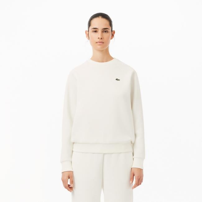  Kadın Regular Fit Bisiklet Yaka Beyaz Sweatshirt