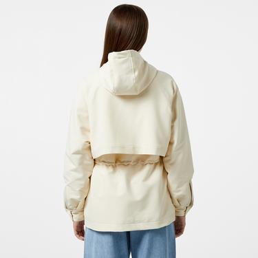  Kadın Relaxed Fit Kapüşonlu Krem Yağmurluk