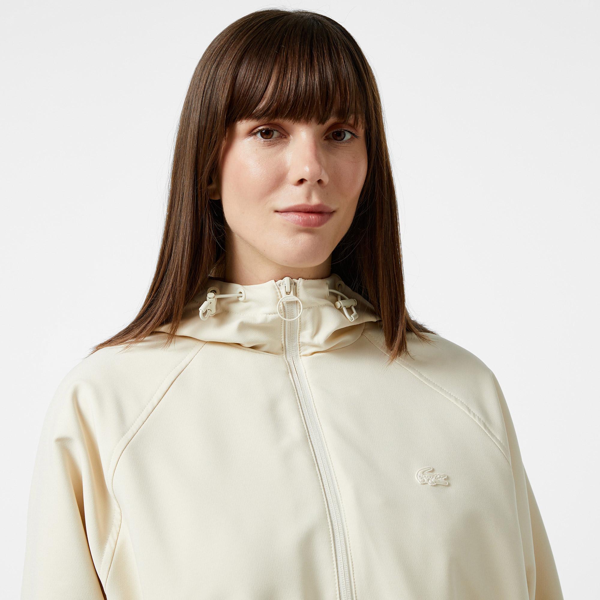 Kadın Relaxed Fit Kapüşonlu Krem Yağmurluk