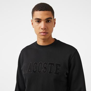  Erkek Relaxed Fit Bisiklet Yaka Baskılı Siyah Sweatshirt