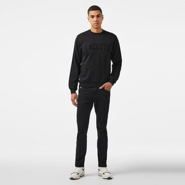  Erkek Relaxed Fit Bisiklet Yaka Baskılı Siyah Sweatshirt
