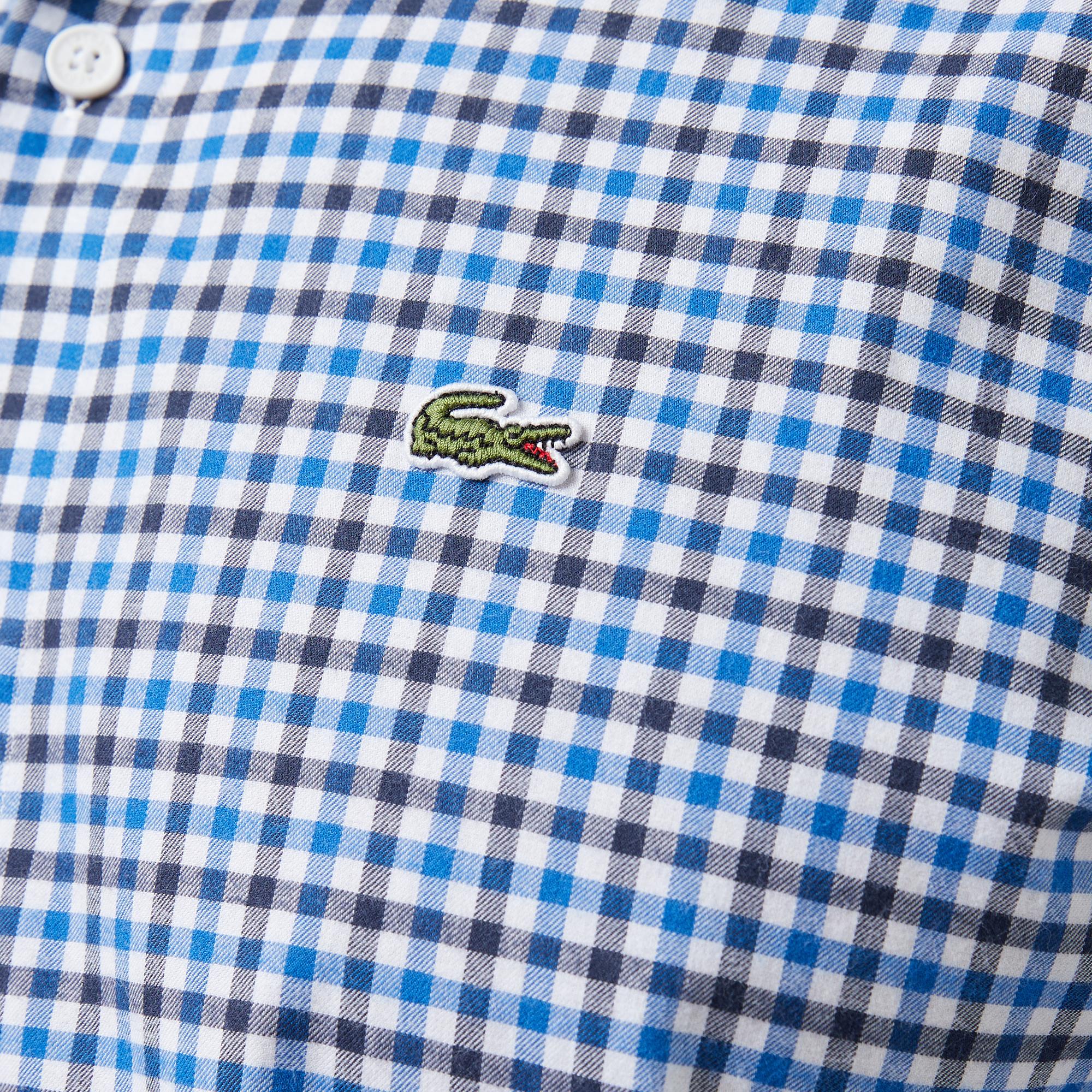 Erkek Regular Fit Kareli Lacivert Gömlek