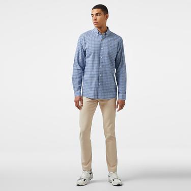  Erkek Regular Fit Kareli Lacivert Gömlek
