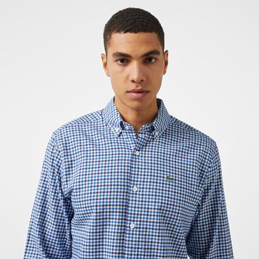  Erkek Regular Fit Kareli Lacivert Gömlek