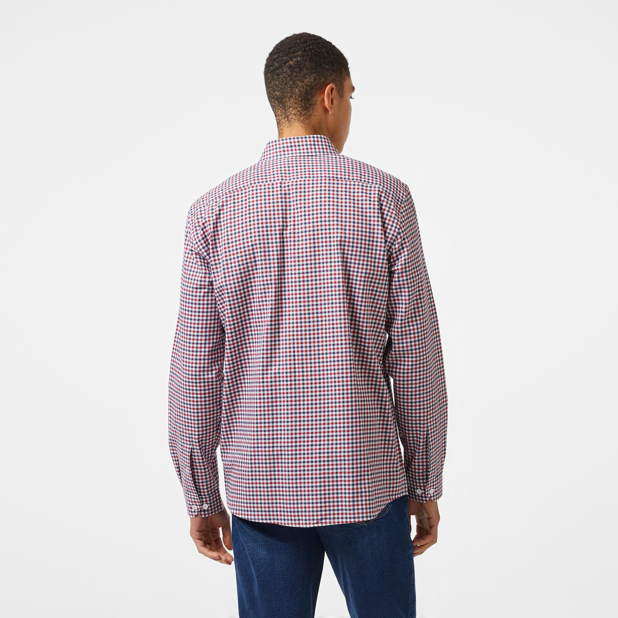 Erkek Regular Fit Kareli Kırmızı Gömlek