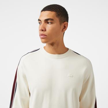  Erkek Relaxed Fit Bisiklet Yaka Beyaz Kazak