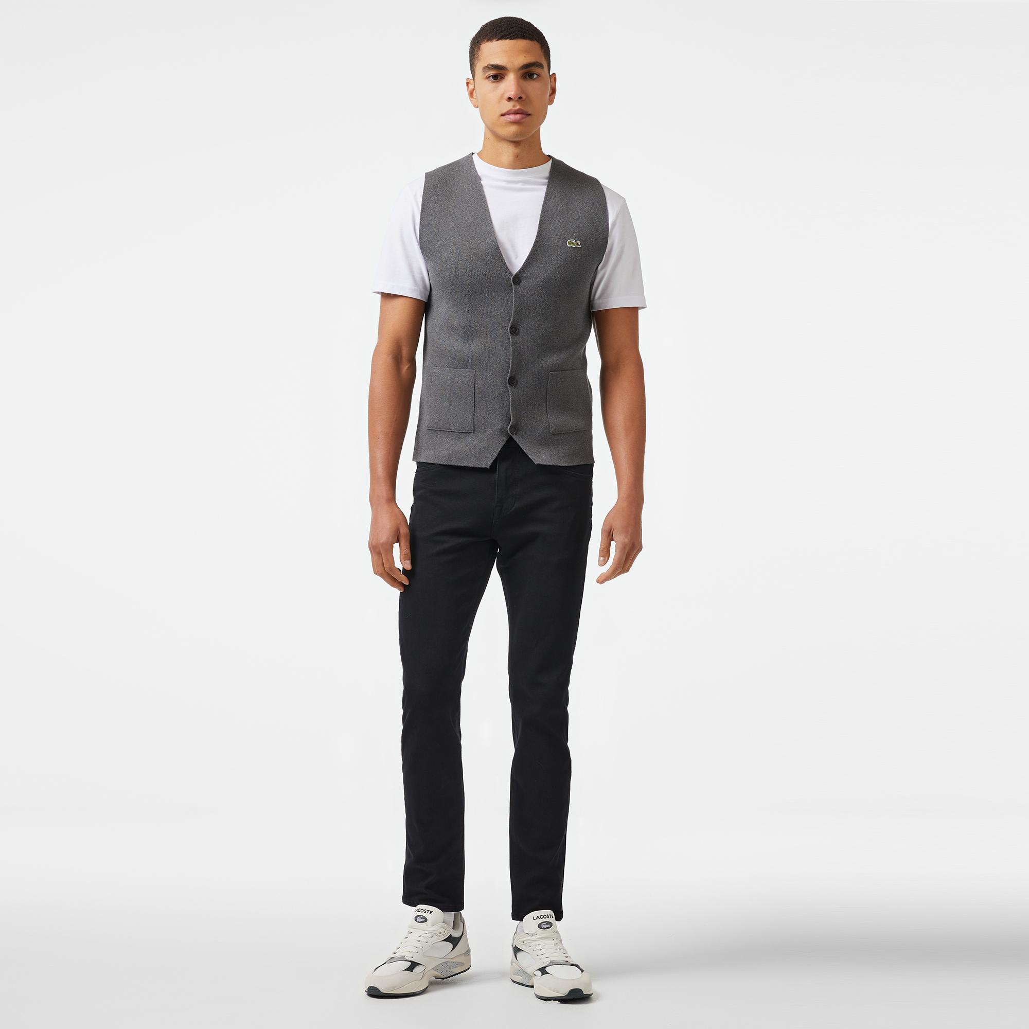 Erkek Classic Fit Gri Triko Yelek