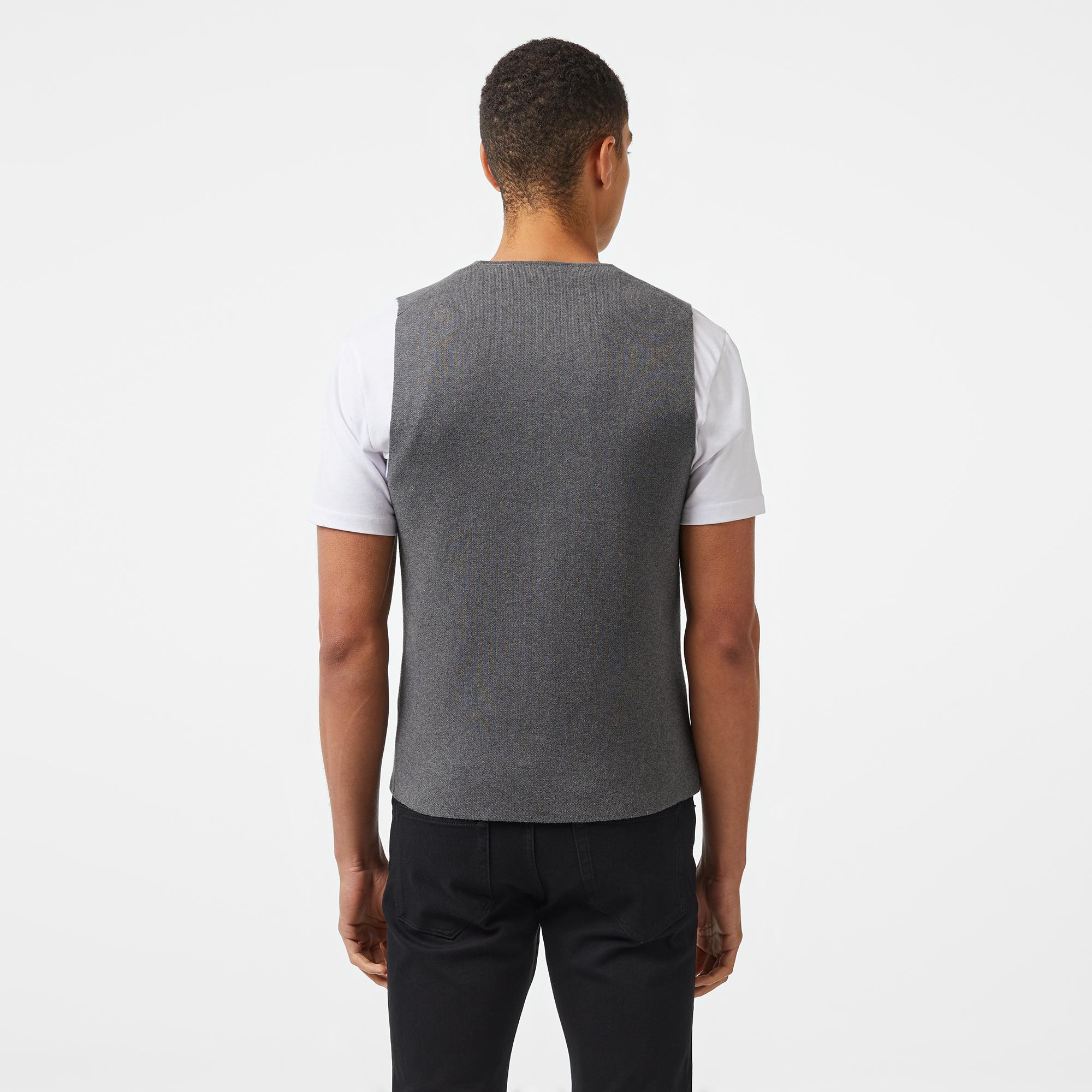 Erkek Classic Fit Gri Triko Yelek