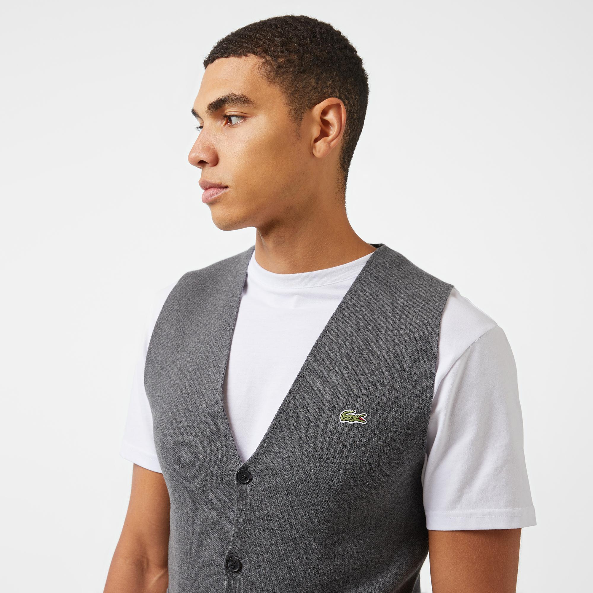 Erkek Classic Fit Gri Triko Yelek