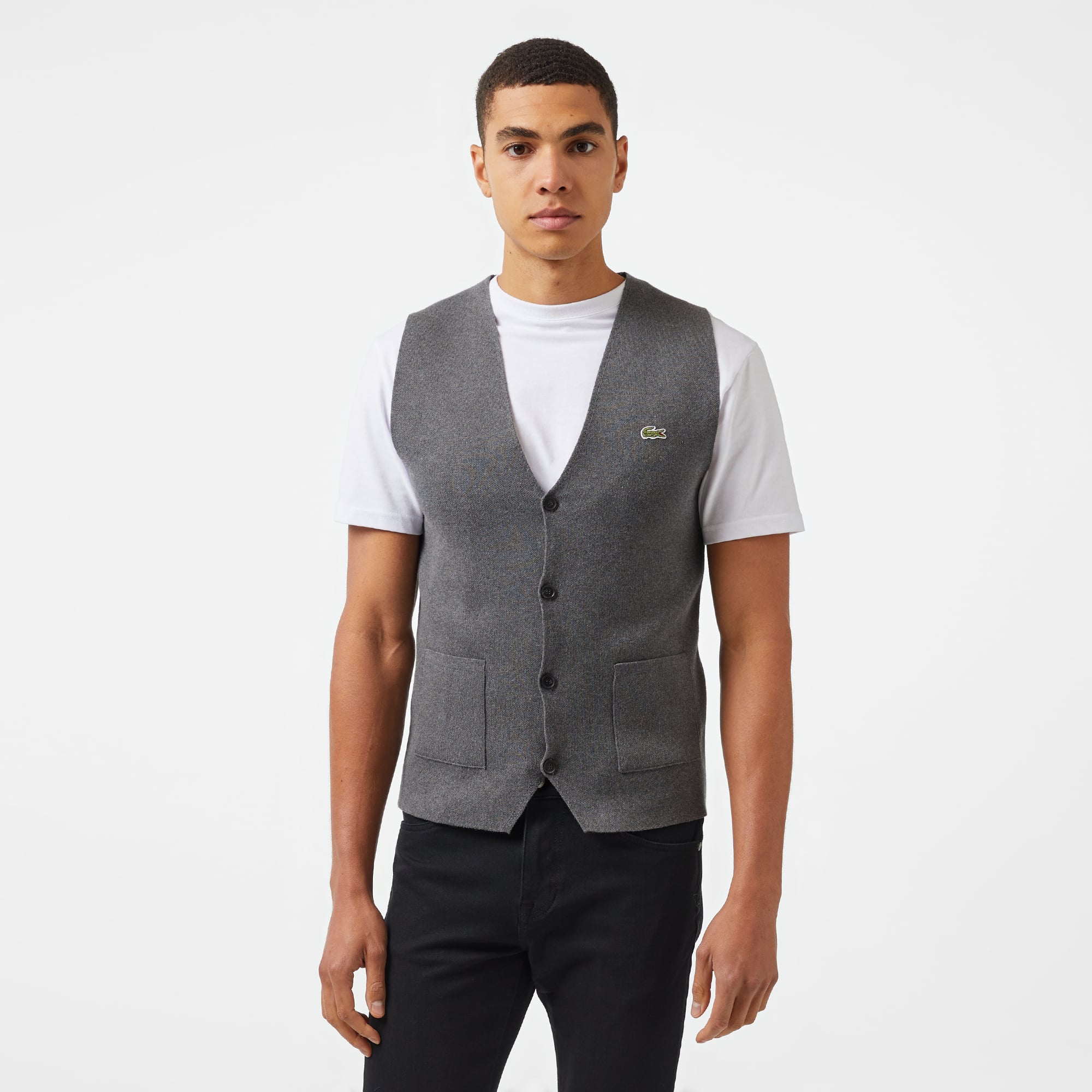  Erkek Classic Fit Gri Triko Yelek