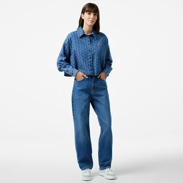  Kadın Loose Fit Mavi Gömlek