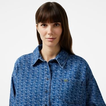  Kadın Loose Fit Mavi Gömlek