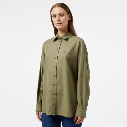  Kadın Loose Fit Haki Gömlek