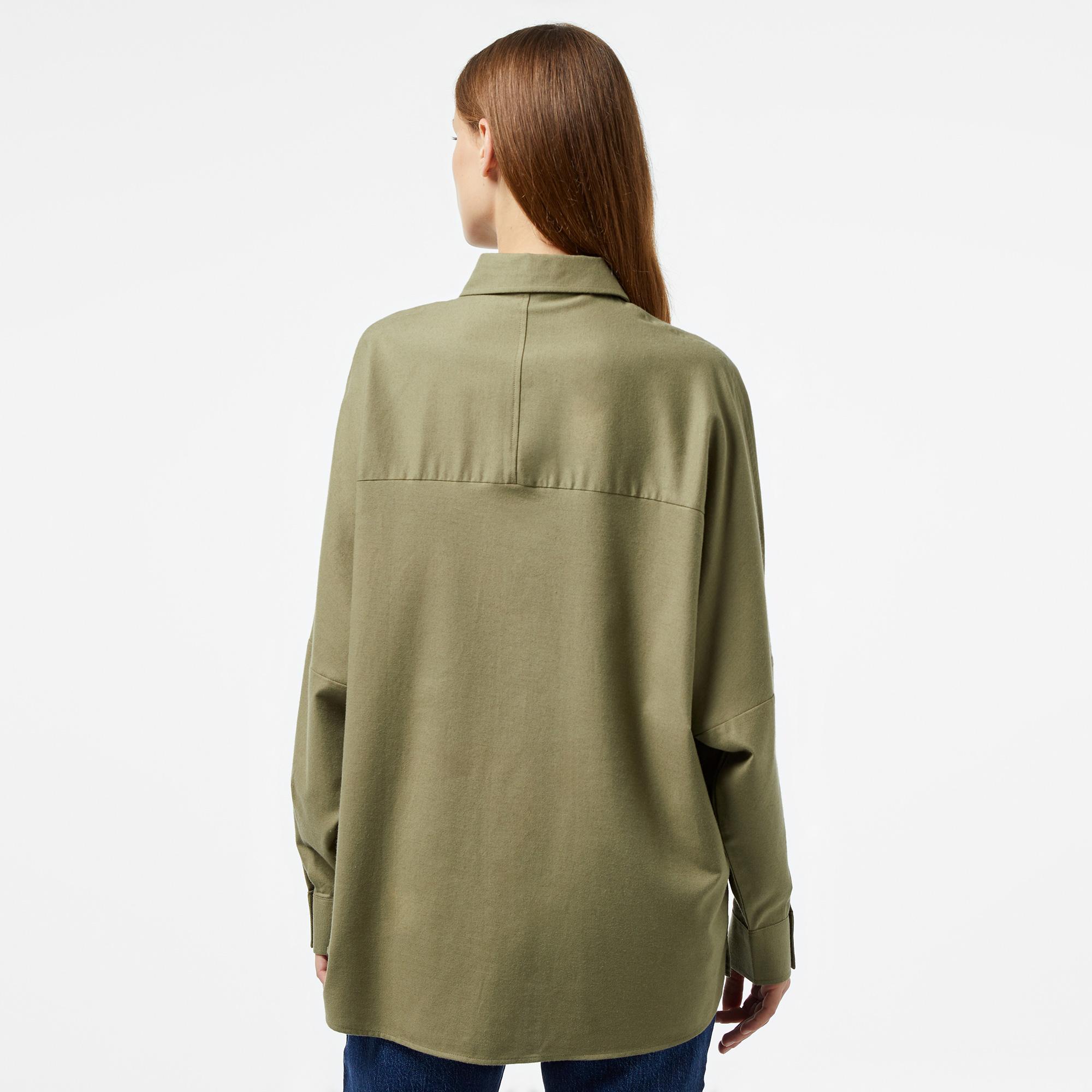 Kadın Loose Fit Haki Gömlek