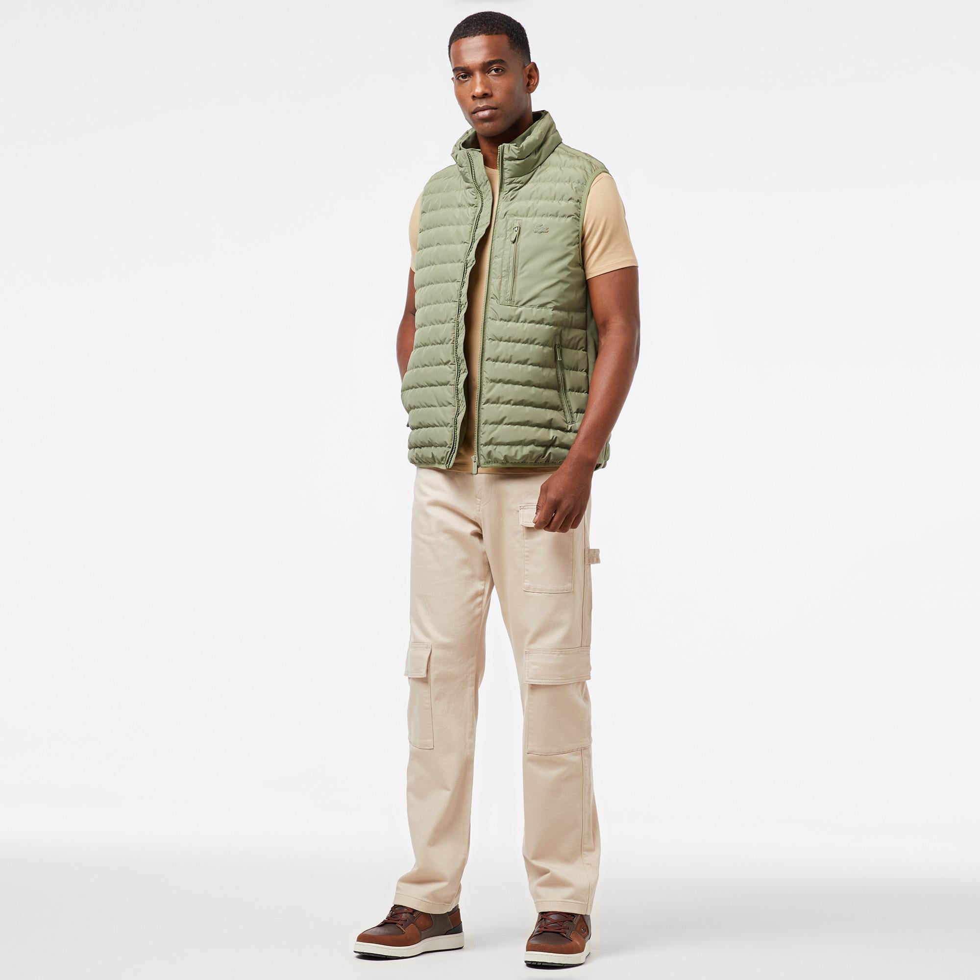 Erkek Dik Yaka Haki Yelek