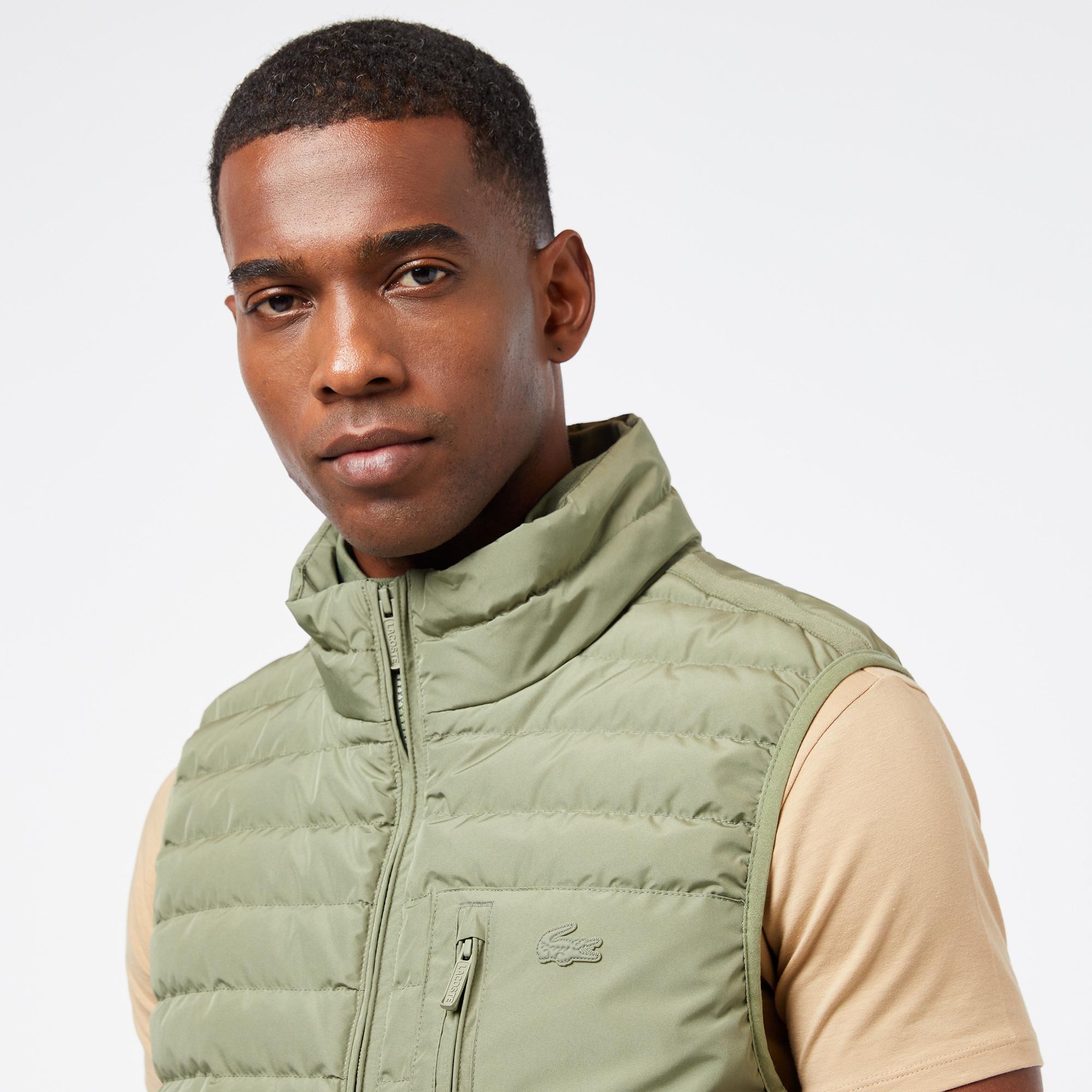 Erkek Dik Yaka Haki Yelek