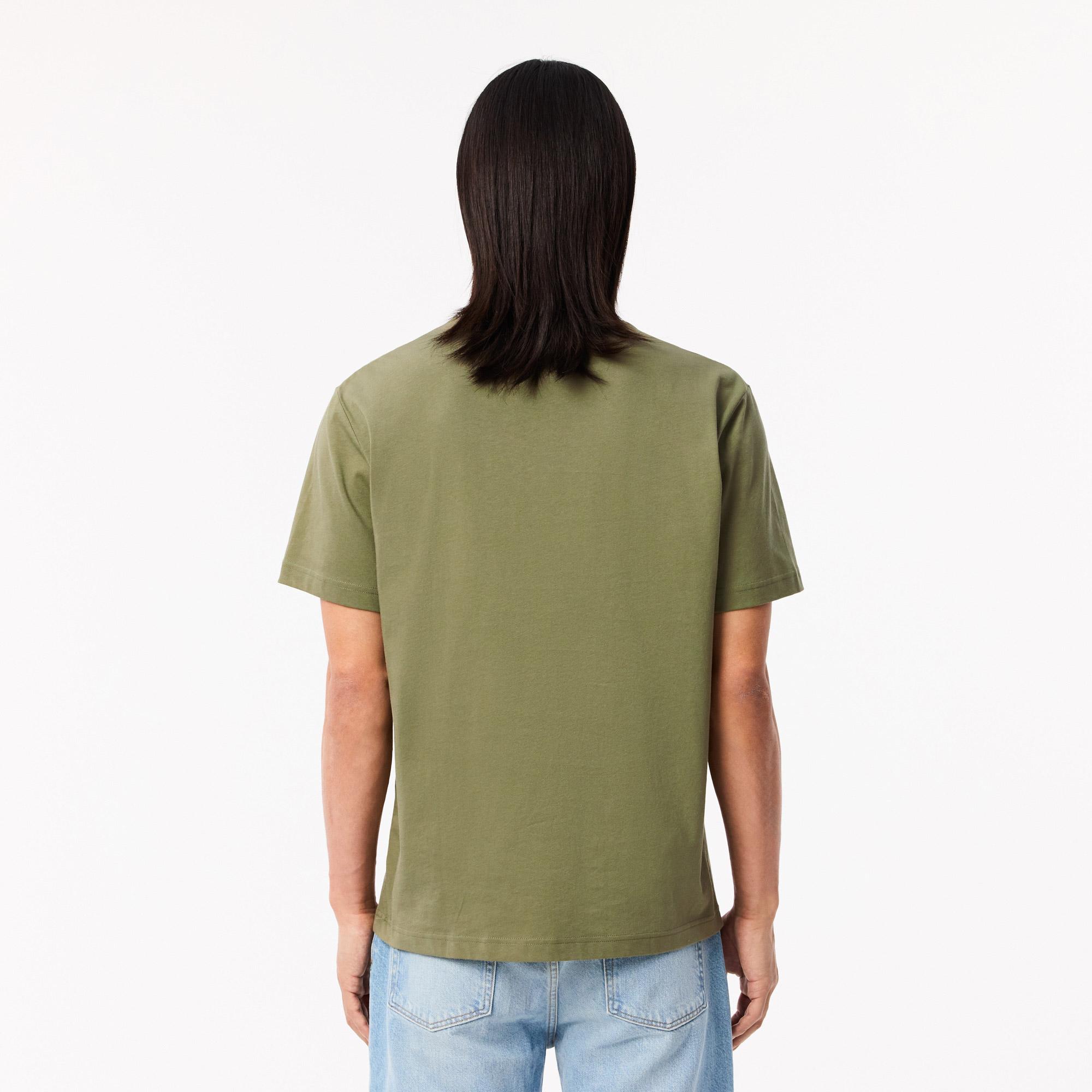 Erkek Classic Fit Bisiklet Yaka Haki T-Shirt