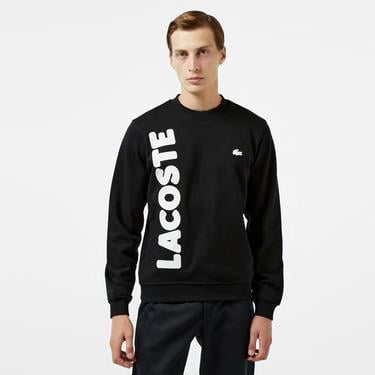  Erkek Relaxed Fit Bisiklet Yaka Baskılı Siyah Sweatshirt