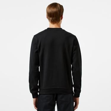  Erkek Relaxed Fit Bisiklet Yaka Baskılı Siyah Sweatshirt