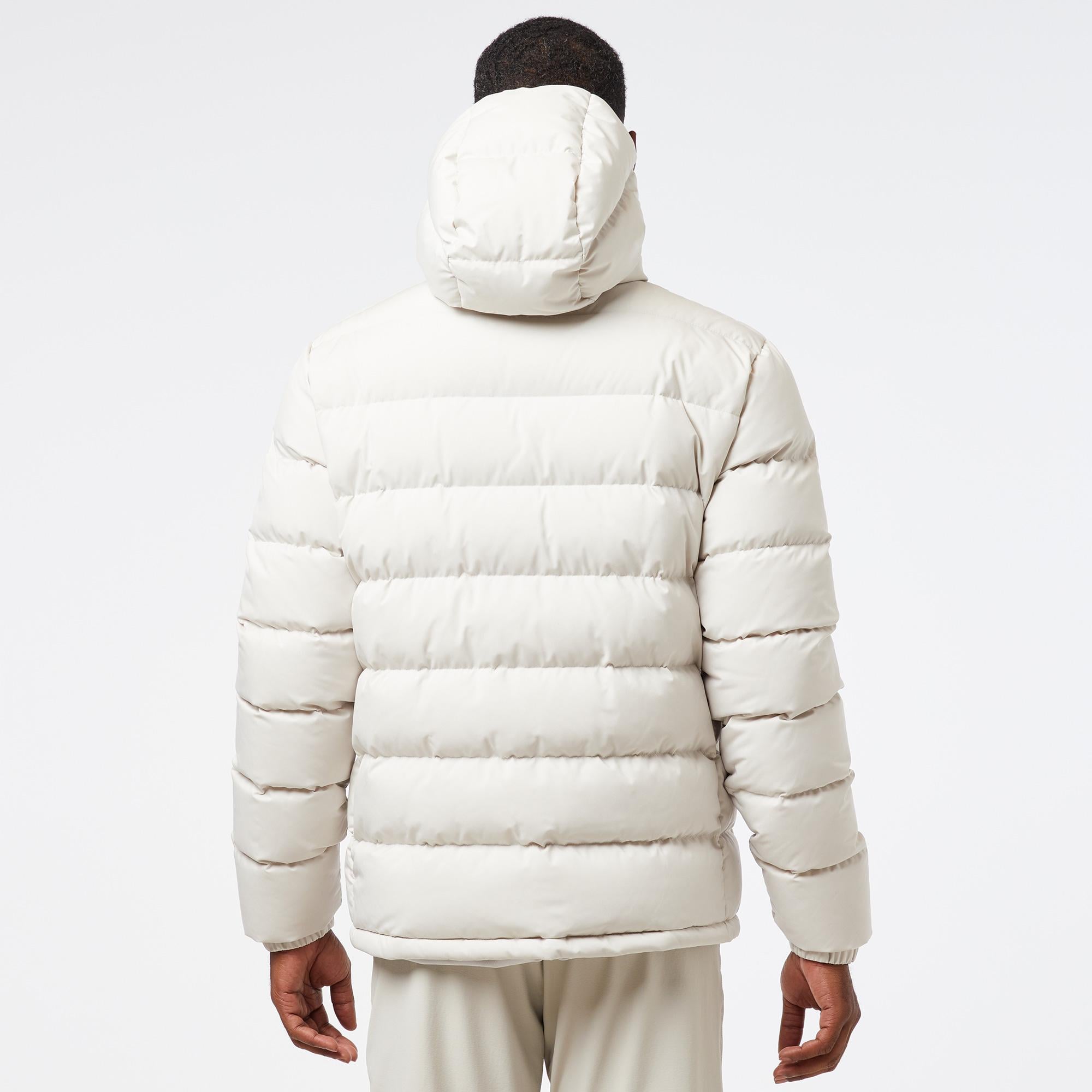 Erkek Regular Fit Kapüşonlu Beyaz Şişme Mont