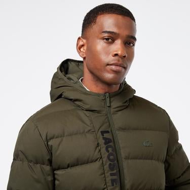  Erkek Regular Fit Kapüşonlu Koyu Yeşil Şişme Mont