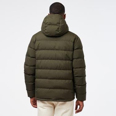  Erkek Regular Fit Kapüşonlu Koyu Yeşil Şişme Mont