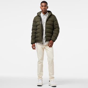  Erkek Regular Fit Kapüşonlu Koyu Yeşil Şişme Mont
