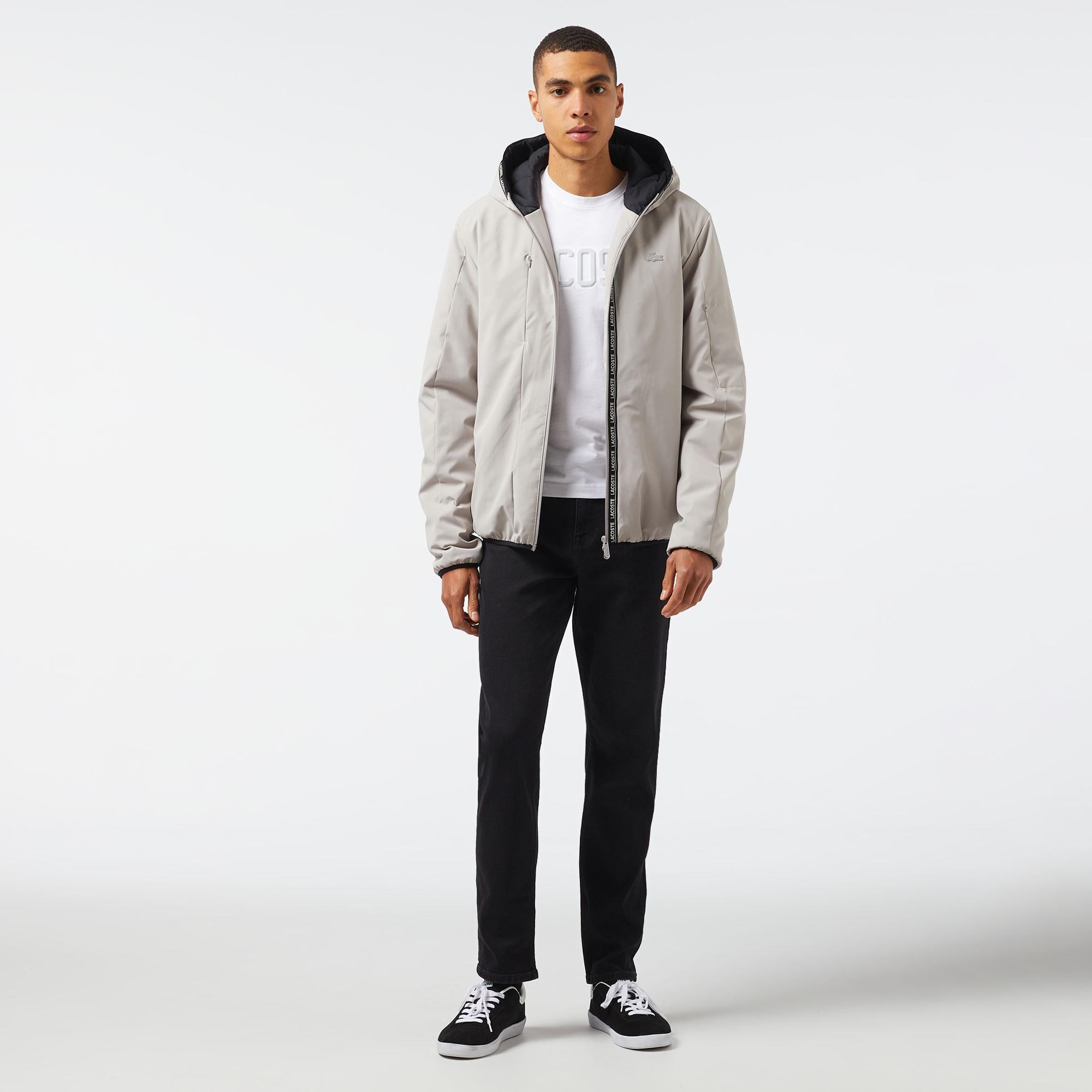 Erkek Regular Fit Kapüşonlu Gri Mont