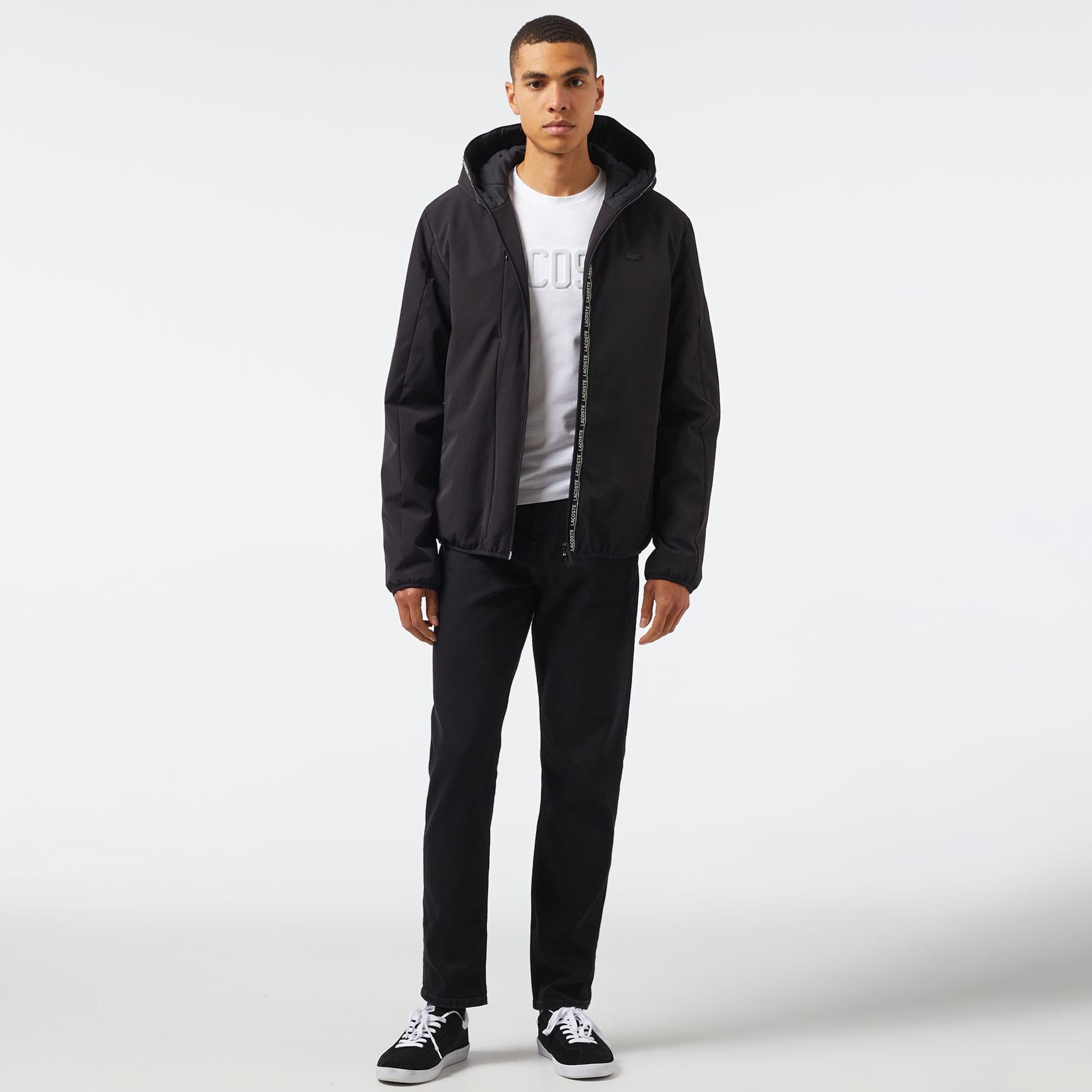 Erkek Regular Fit Kapüşonlu Siyah Mont