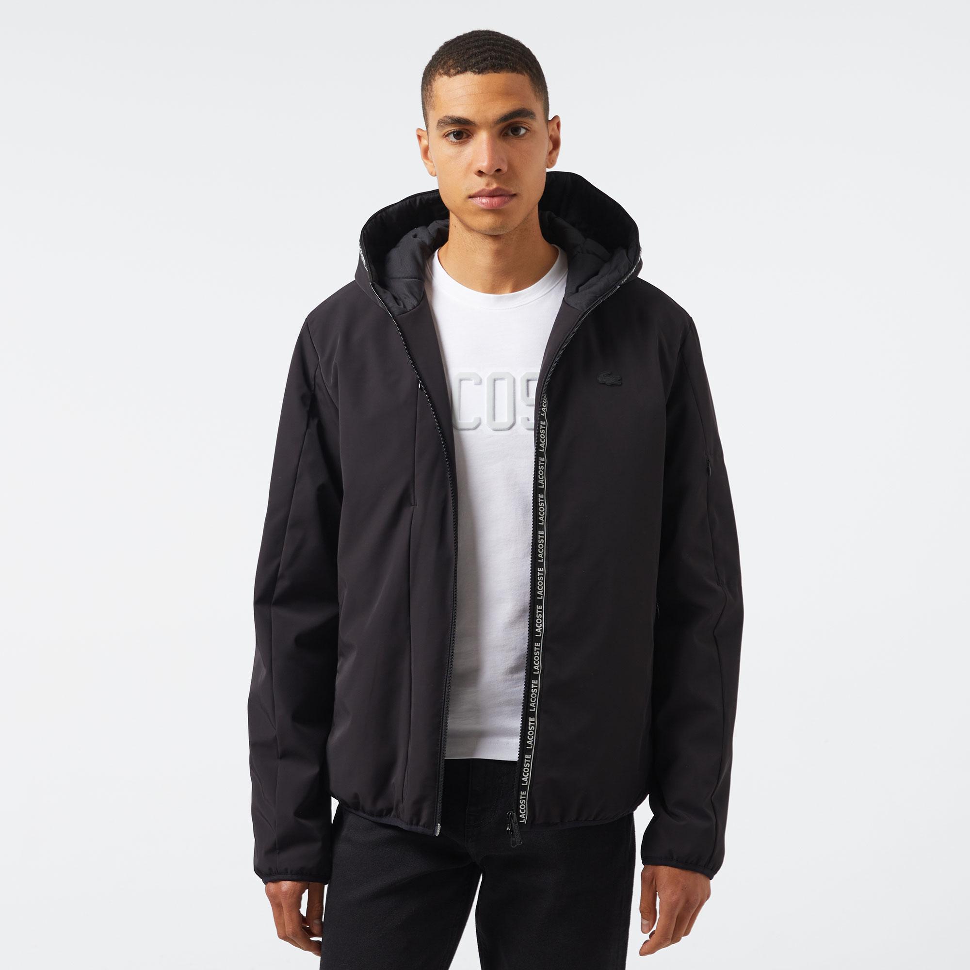 Erkek Regular Fit Kapüşonlu Siyah Mont