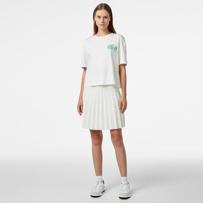  Kadın Flare Fit Beyaz Etek