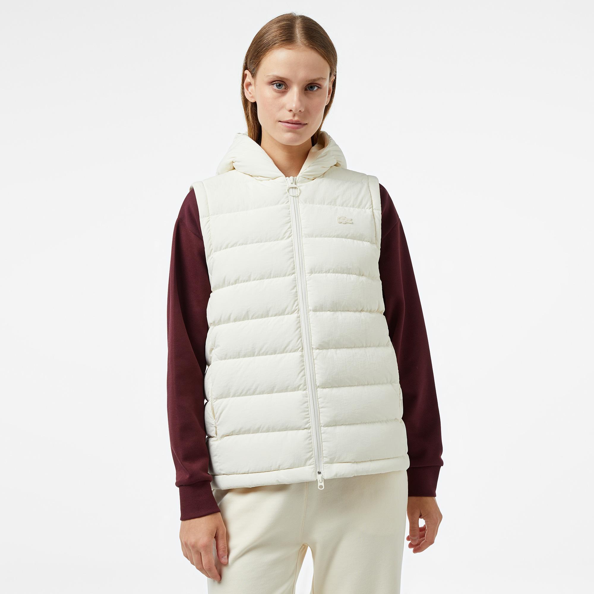 Kadın Regular Fit Kapüşonlu Beyaz Mont