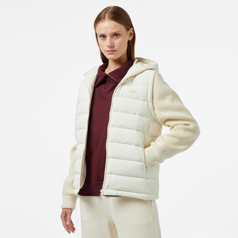  Kadın Regular Fit Kapüşonlu Beyaz Mont