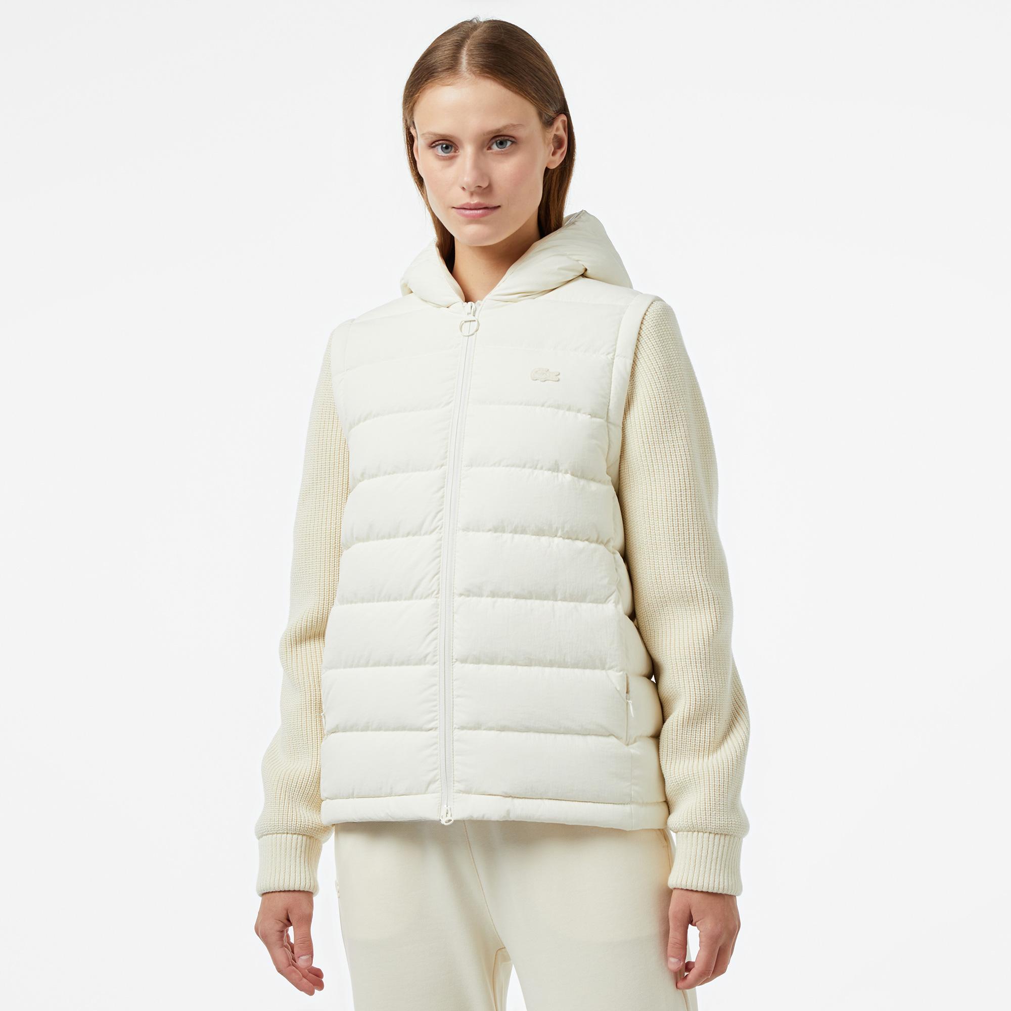 Kadın Regular Fit Kapüşonlu Beyaz Mont