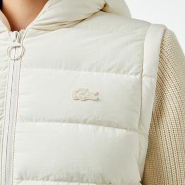  Kadın Regular Fit Kapüşonlu Beyaz Mont