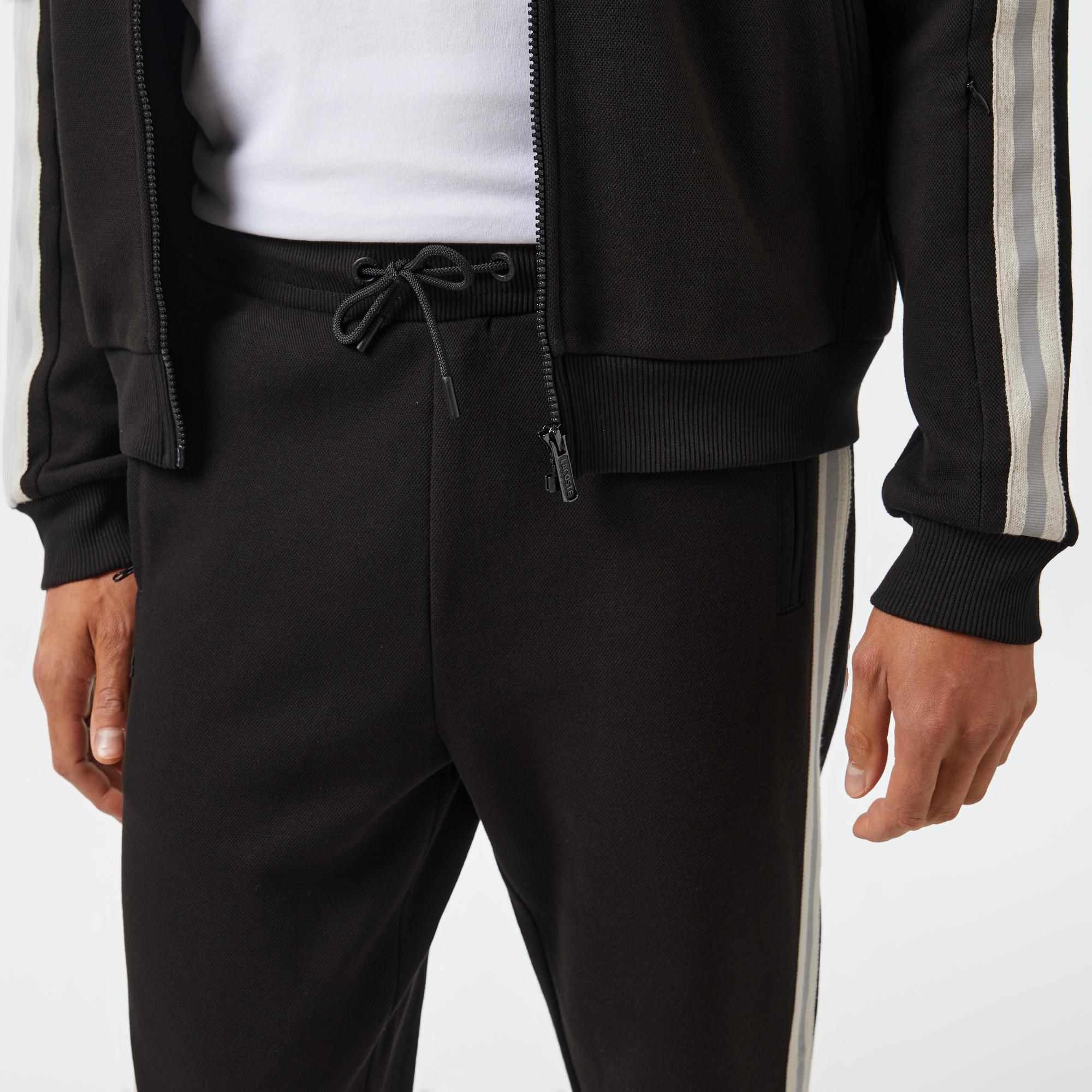 Erkek Slim Fit Çizgili Siyah Eşofman Altı