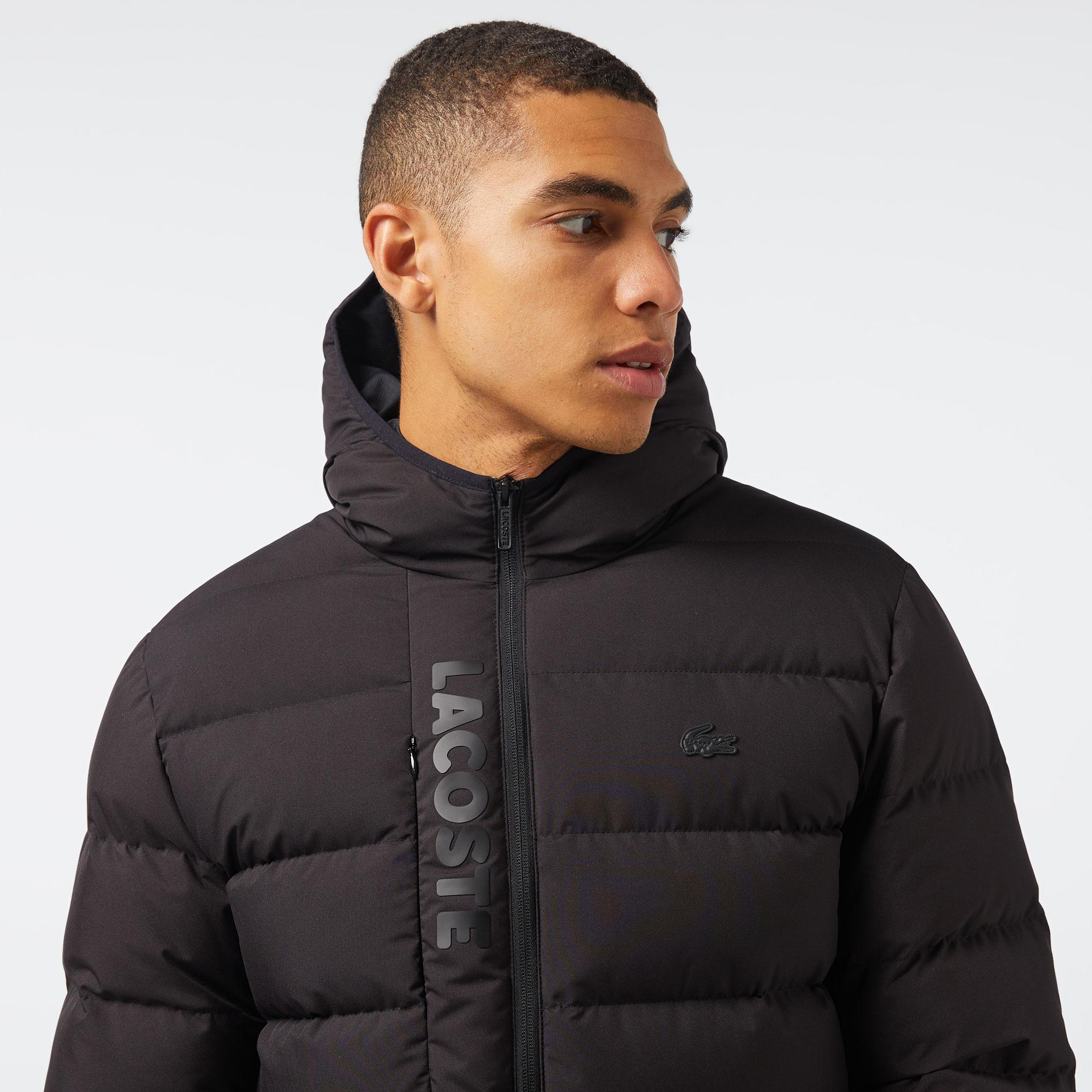 Erkek Regular Fit Kapüşonlu Siyah Şişme Mont