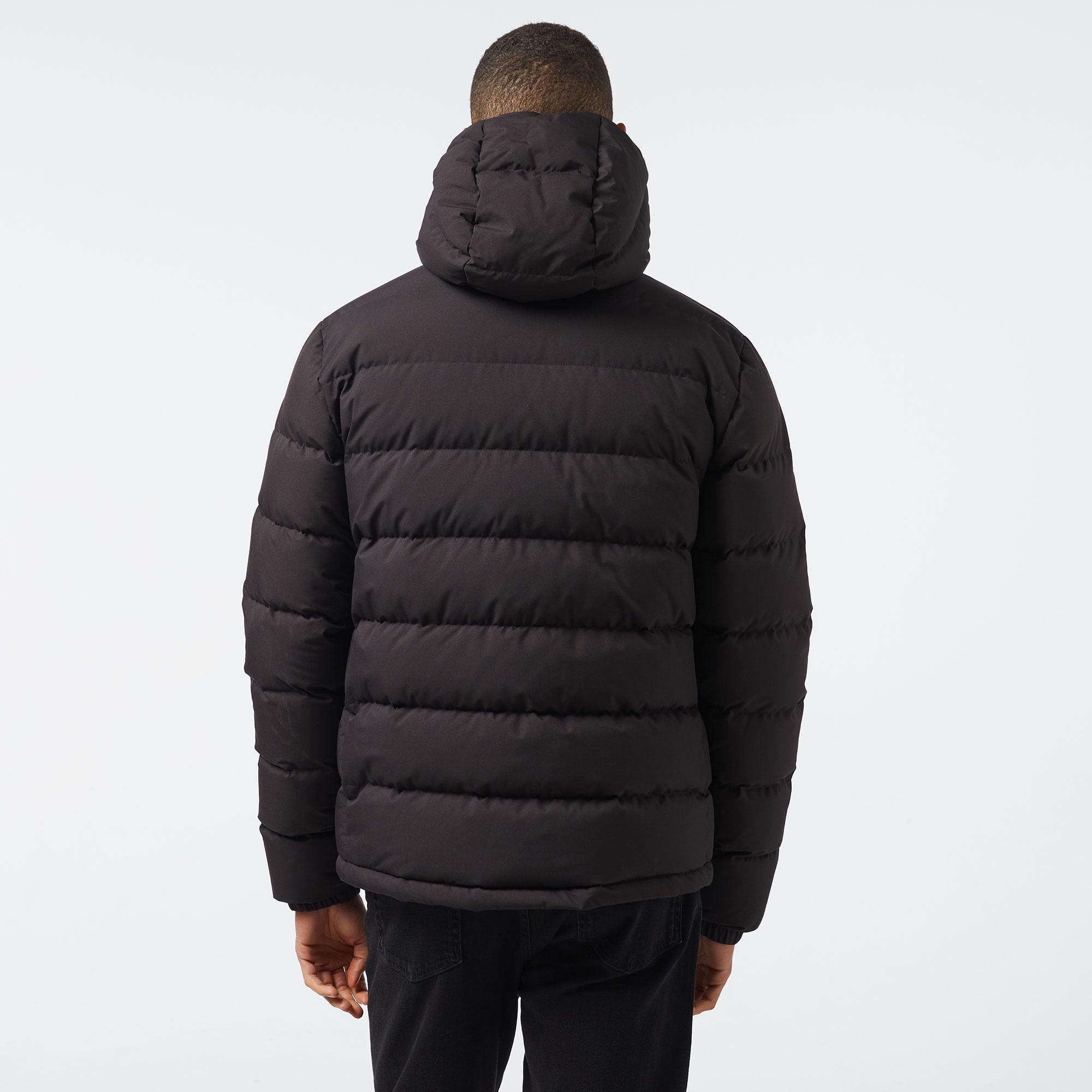 Erkek Regular Fit Kapüşonlu Siyah Şişme Mont