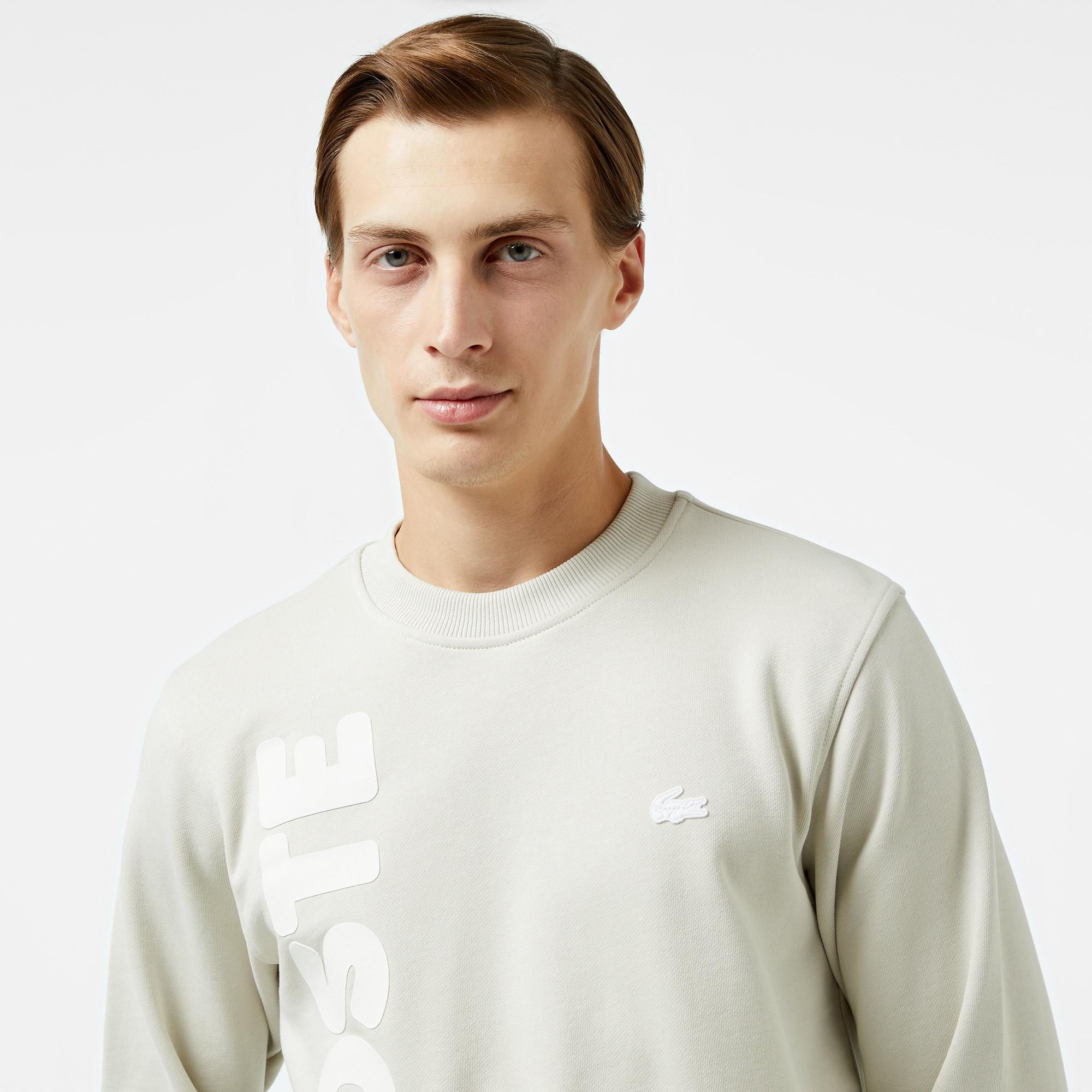 Erkek Relaxed Fit Bisiklet Yaka Baskılı Gri Sweatshirt