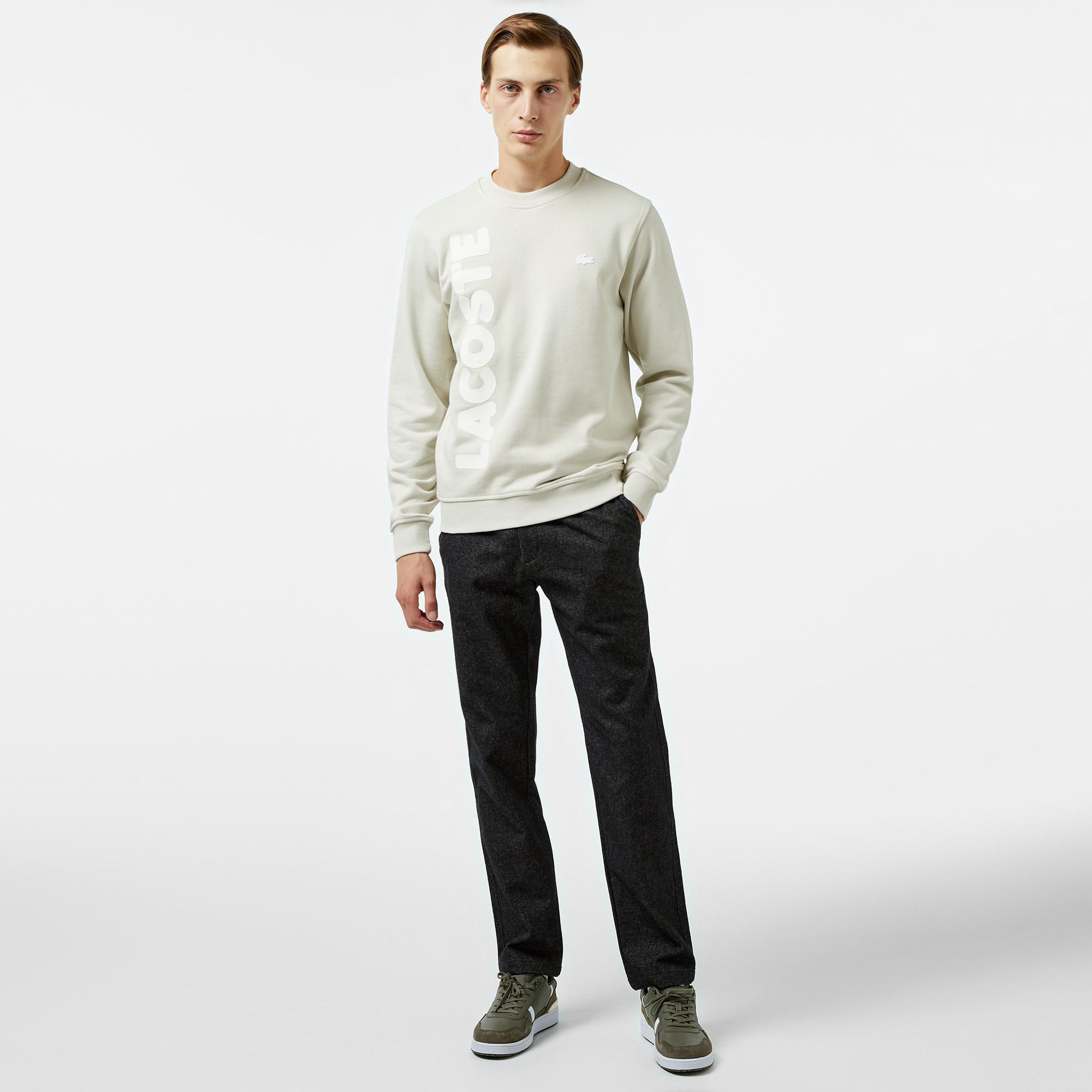 Erkek Relaxed Fit Bisiklet Yaka Baskılı Gri Sweatshirt