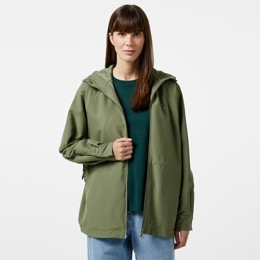  Kadın Relaxed Fit Kapüşonlu Yeşil Yağmurluk
