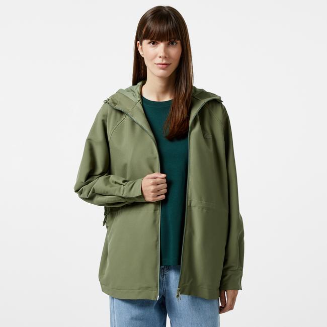  Kadın Relaxed Fit Kapüşonlu Yeşil Yağmurluk