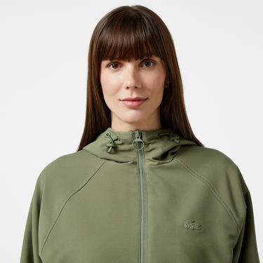  Kadın Relaxed Fit Kapüşonlu Yeşil Yağmurluk