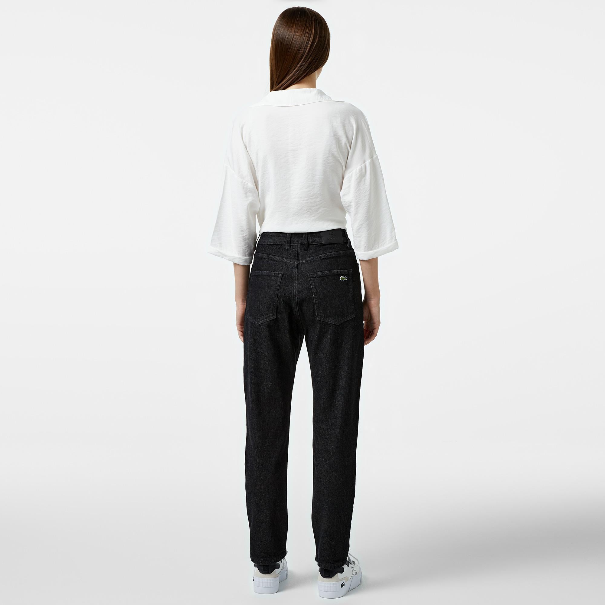 Kadın Regular Fit Denim Siyah Pantolon