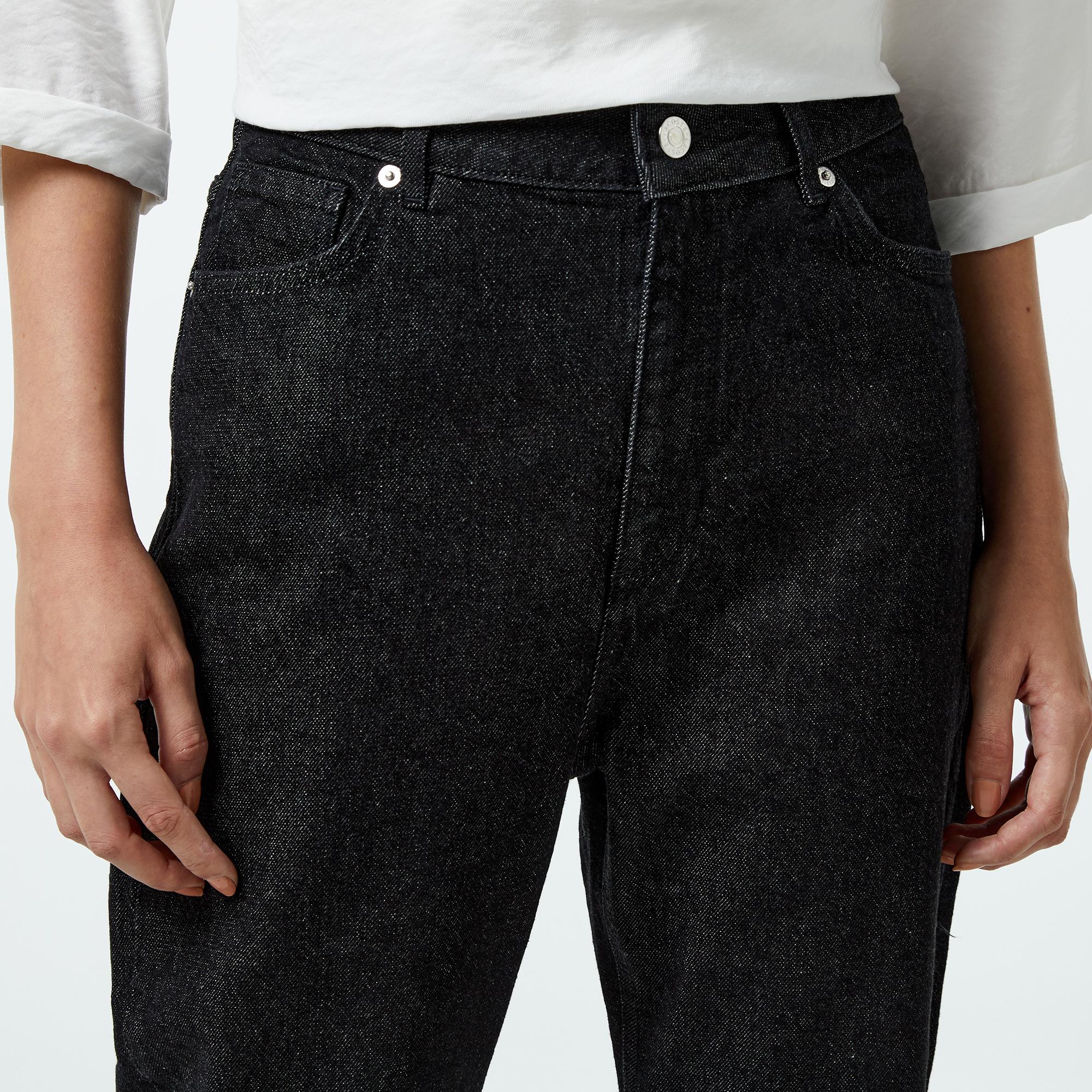 Kadın Regular Fit Denim Siyah Pantolon