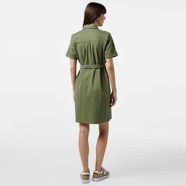  Kadın Regular Fit Polo Yaka Haki Elbise