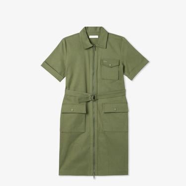  Kadın Regular Fit Polo Yaka Haki Elbise