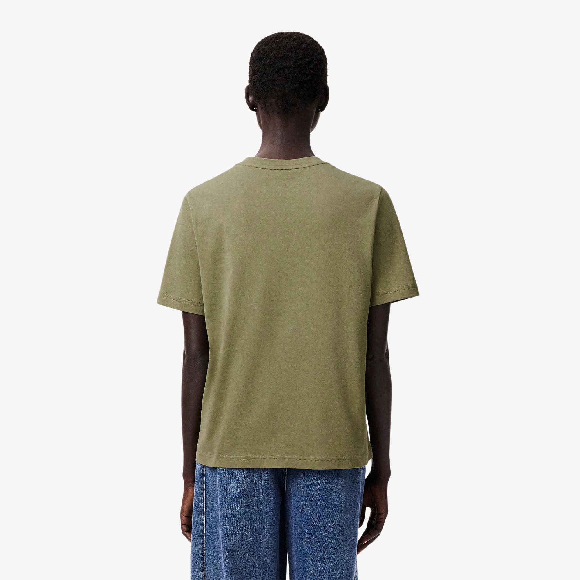 Lacoste Kadın Relaxed Fit V Yaka Haki T-Shirt