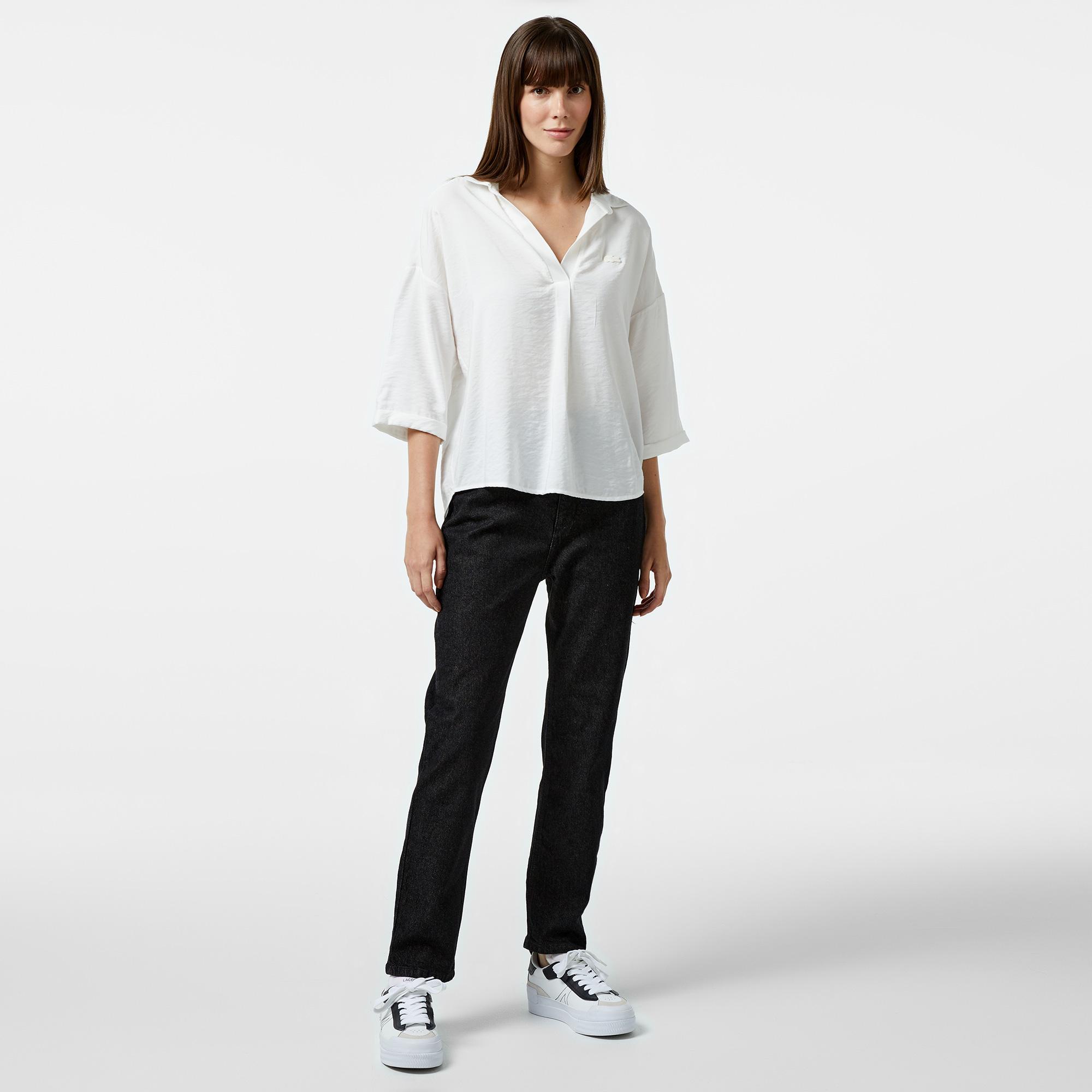 Kadın Regular Fit Denim Siyah Pantolon